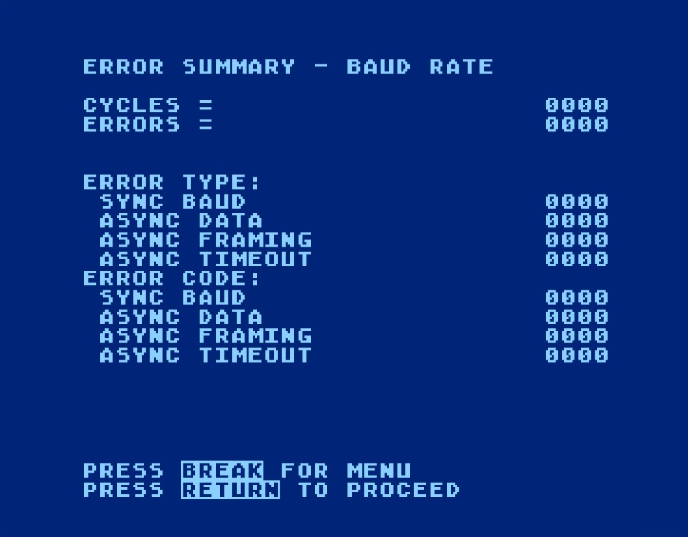500.8 error summary baud rate